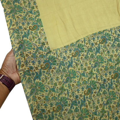 Women Indian Vintage Dupatta Beige Long Stole Pure silk Printed Dupatta Veil Scarves soft Boho Wrap Dressmaking Floral Design