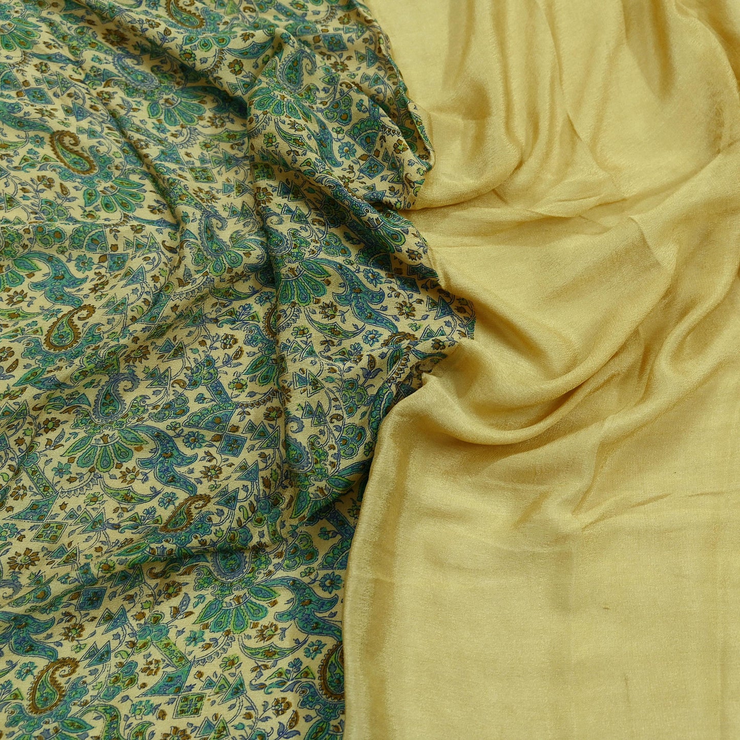 Women Indian Vintage Dupatta Beige Long Stole Pure silk Printed Dupatta Veil Scarves soft Boho Wrap Dressmaking Floral Design