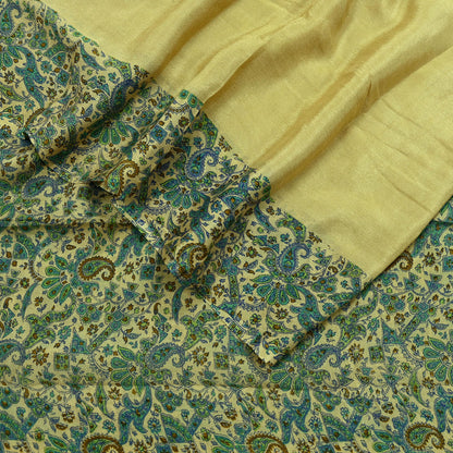 Women Indian Vintage Dupatta Beige Long Stole Pure silk Printed Dupatta Veil Scarves soft Boho Wrap Dressmaking Floral Design