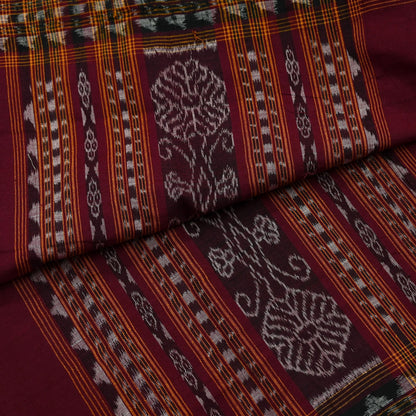 Indian Vintage Dupatta Maroon Long Stole Hand woven Sambalpuri Ikat Hijab Pure Cotton Scarves Veil