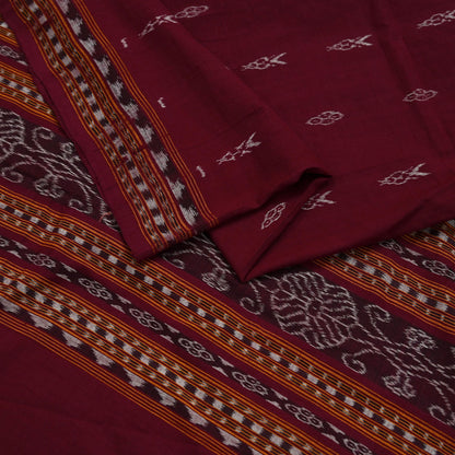 Indian Vintage Dupatta Maroon Long Stole Hand woven Sambalpuri Ikat Hijab Pure Cotton Scarves Veil