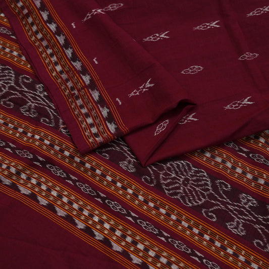Indian Vintage Dupatta Maroon Long Stole Hand woven Sambalpuri Ikat Hijab Pure Cotton Scarves Veil