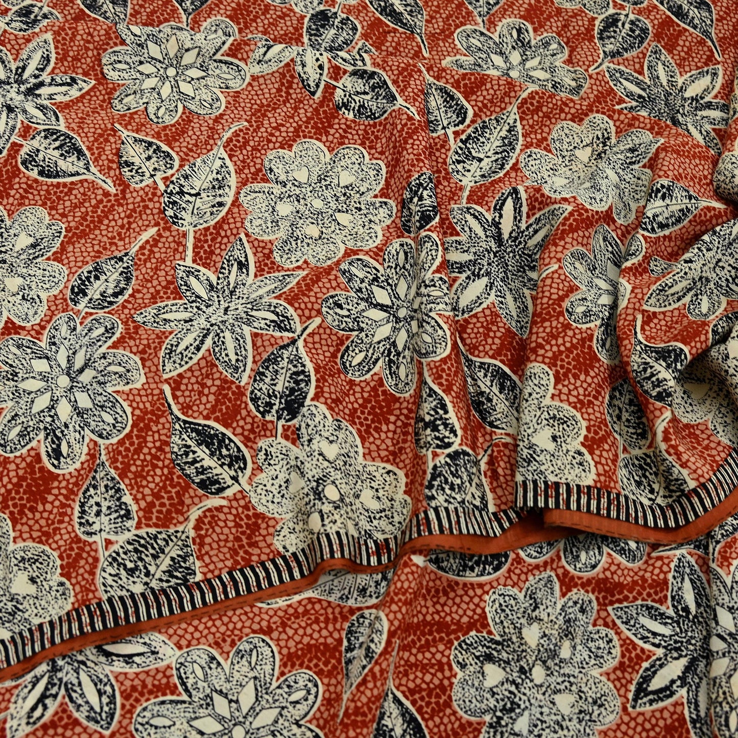 Indian Vintage Brown & Black Saree Pure Crepe Silk Printed Sari 5yd Sewing Floral Soft Craft Fabric Wrap Dress Making Crafting Quilting
