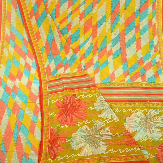Indian Vintage Multi Saree Printed 100% Pure Cotton Sari Craft Fabric Soft 5Yd Sewing Sarong Wrap Boho Dress Making Quilting Crafting