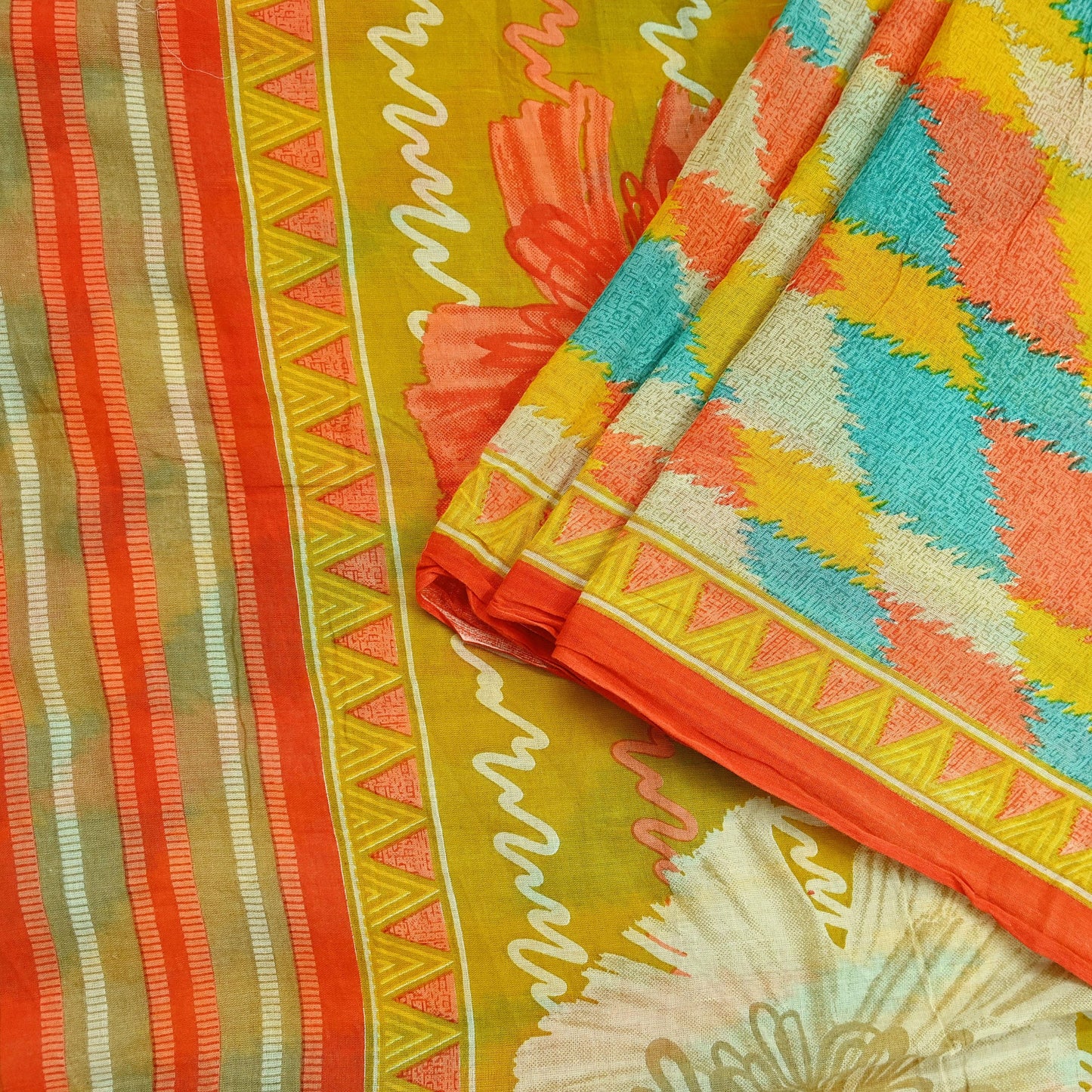 Indian Vintage Multi Saree Printed 100% Pure Cotton Sari Craft Fabric Soft 5Yd Sewing Sarong Wrap Boho Dress Making Quilting Crafting