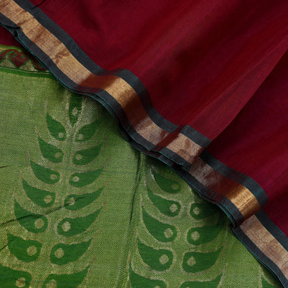 Indian Vintage Dupatta Green & maroon Long Stole Printed Woven Pure Chanderi Silk Indian Scarves Veil Golden Zari Soft Fringes