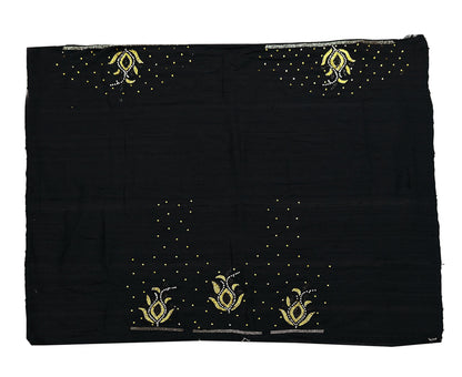 Indian Heavy Sari Black Net/Mesh Hand Embroidered Sarees Craft Fabric 6Yd Sewing Soft Zardozi Wedding sarees With Blouse fabric