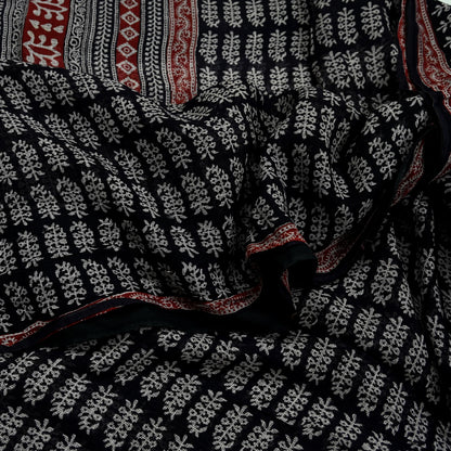 Indian Vintage Sari Maroon & Black Printed 100% Pure Cotton Saree Craft Soft Fabric 5Yd Sewing Sarong Wrap Floral Quilting Upcycle Crafting