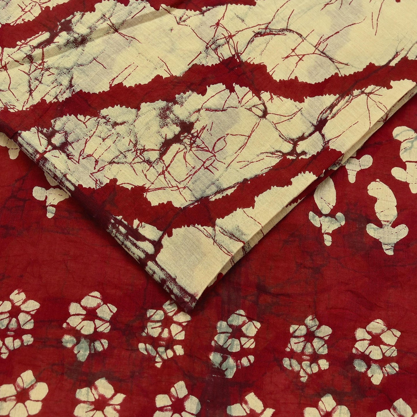 Indian Vintage Maroon & Beige Saree Printed 100% Pure Cotton Sari Craft Fabric 5Yd Soft Sewing Sarong Wrap Dress Making Quilting Crafting