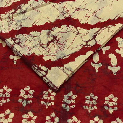 Indian Vintage Maroon & Beige Saree Printed 100% Pure Cotton Sari Craft Fabric 5Yd Soft Sewing Sarong Wrap Dress Making Quilting Crafting
