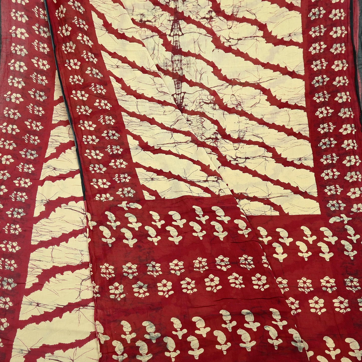 Indian Vintage Maroon & Beige Saree Printed 100% Pure Cotton Sari Craft Fabric 5Yd Soft Sewing Sarong Wrap Dress Making Quilting Crafting