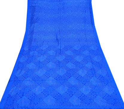 Indian Vintage Sari Blue Printed Sari Pure Silk Saree Craft Fabric Sewing 6yd Floral Soft Floral Wrap Sarong Dress making Crafting Quilting