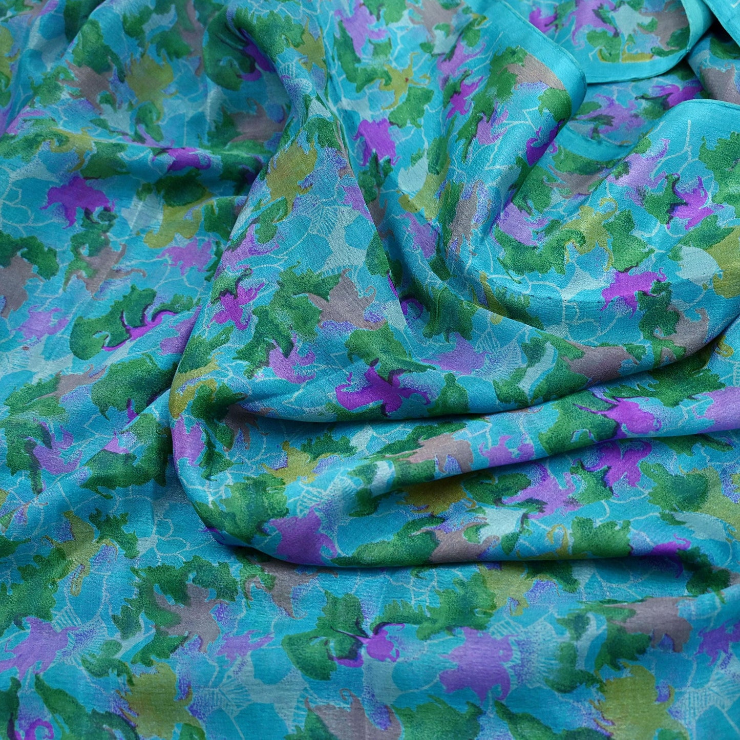 Indian Vintage Sari Blue Pure Silk Printed Sarees 5yd Sewing Craft Fabric Soft Dress Making Wrap Paisley Upcycle Quilting Crafting