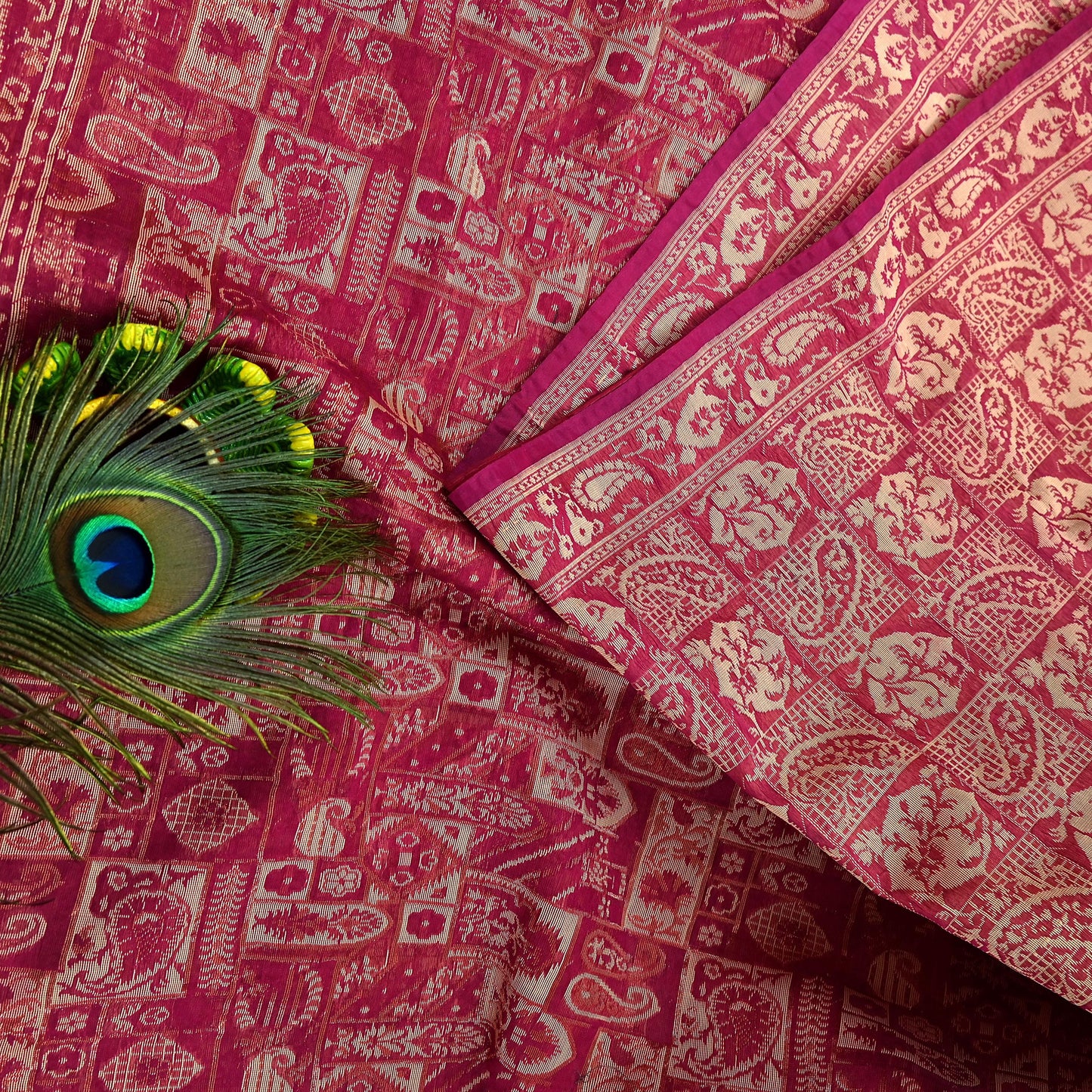 Indian Vintage Sari Rani Pink Hand Woven 100% Pure Organza Silk Saree Craft Fabric 5Yd Dress Making Crafting Quilting Upcycle
