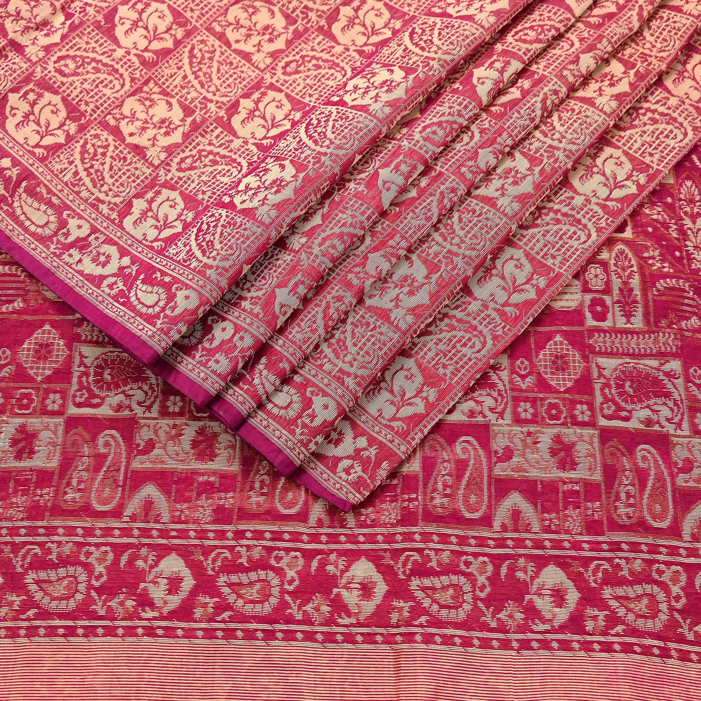 Indian Vintage Sari Rani Pink Hand Woven 100% Pure Organza Silk Saree Craft Fabric 5Yd Dress Making Crafting Quilting Upcycle