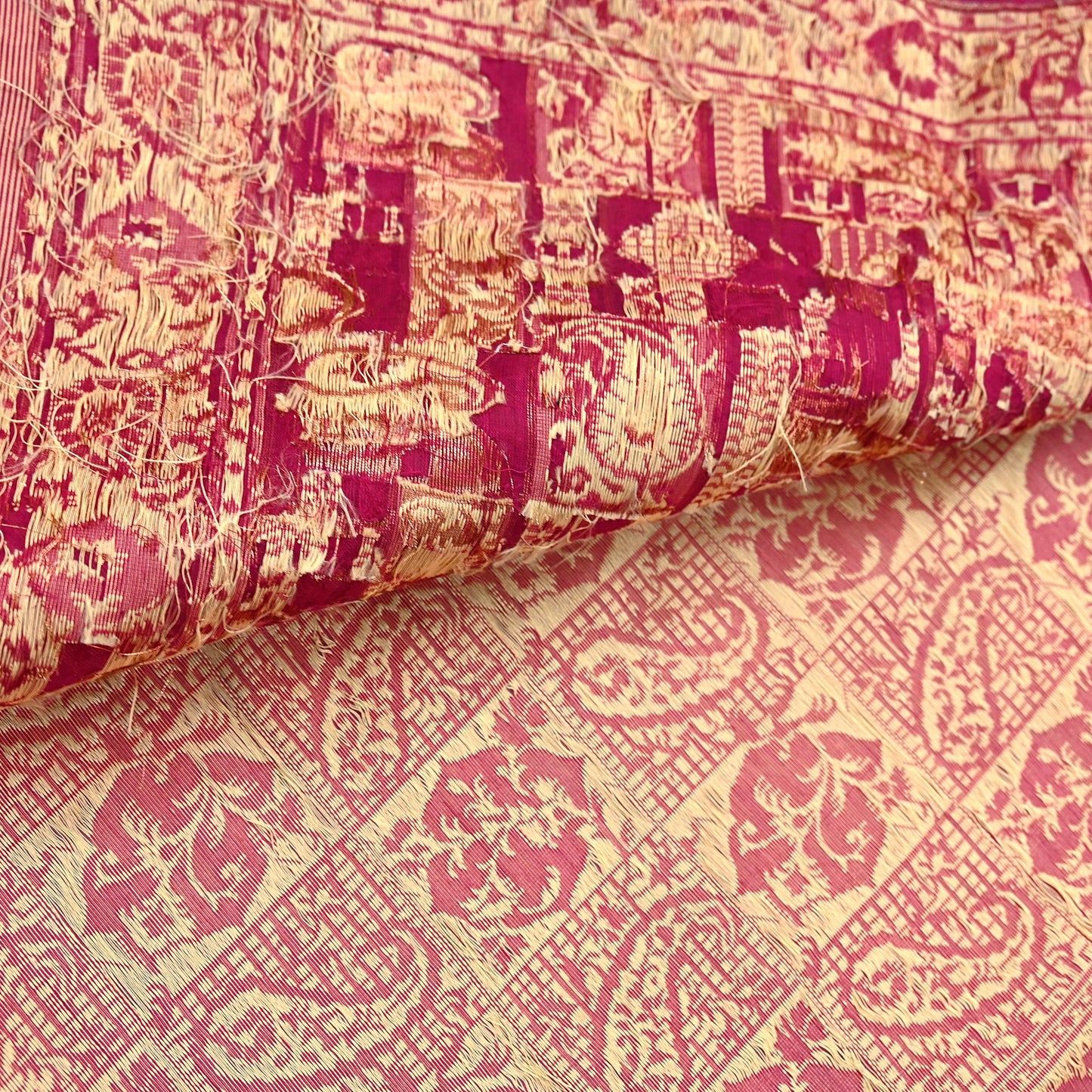 Indian Vintage Sari Rani Pink Hand Woven 100% Pure Organza Silk Saree Craft Fabric 5Yd Dress Making Crafting Quilting Upcycle