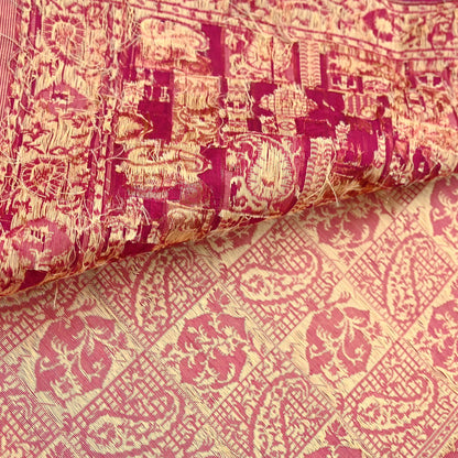 Indian Vintage Sari Rani Pink Hand Woven 100% Pure Organza Silk Saree Craft Fabric 5Yd Dress Making Crafting Quilting Upcycle