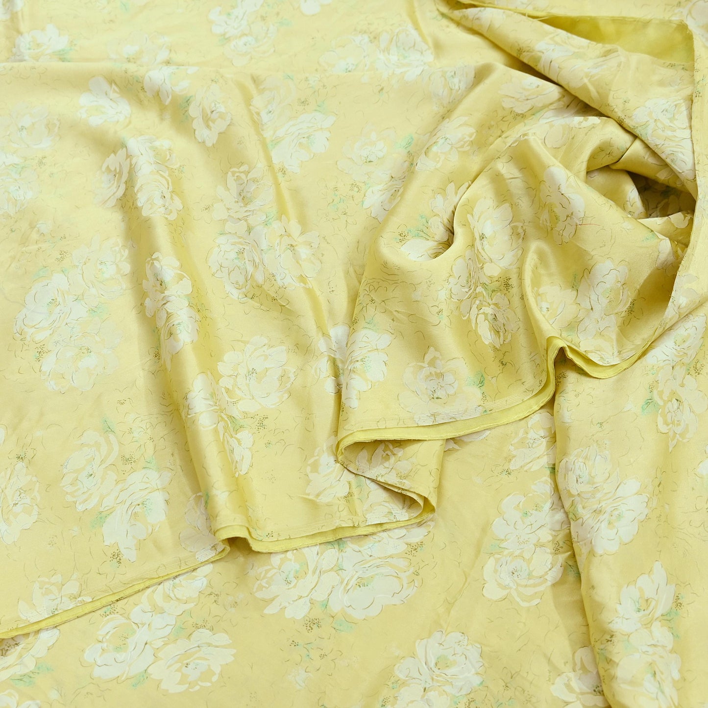 Indian Vintage Saree Ivory Pure Satin Silk Digital Printed Sari 6yd Sewing Floral Soft Craft Fabric Dress Making Crafting Quilting