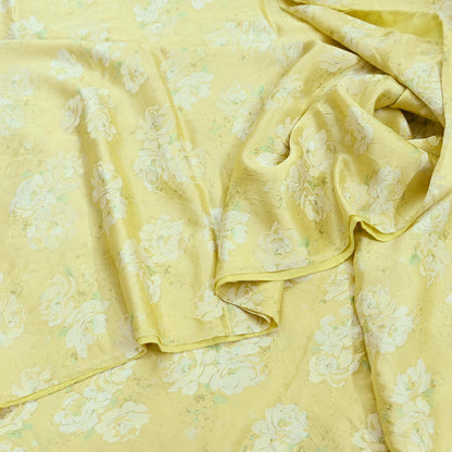 Indian Vintage Saree Ivory Pure Satin Silk Digital Printed Sari 6yd Sewing Floral Soft Craft Fabric Dress Making Crafting Quilting