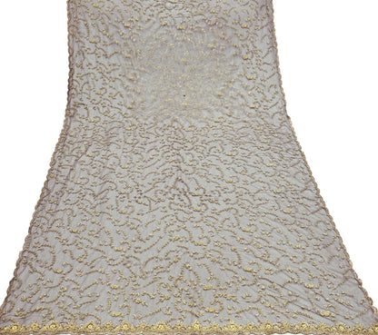 Indian Vintage Heavy Brown Dupatta Net Mesh Long Stole Hand Embroidered Scarf Zardozi Zari Sequins Stole Bridal Veil