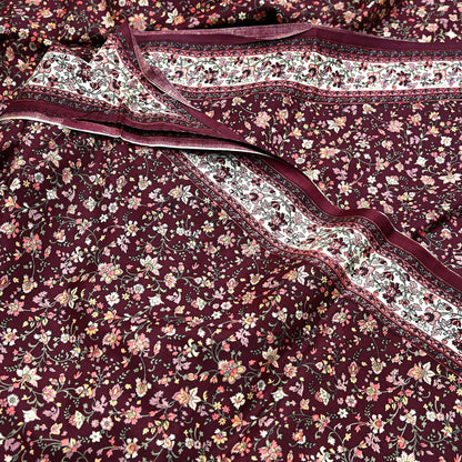 Indian Vintage Sari Maroon 100% Pure Silk Printed Sarees 5yd Craft Fabric Sewing Soft Dress Making Floral Quilting Crafting Upcycle Used