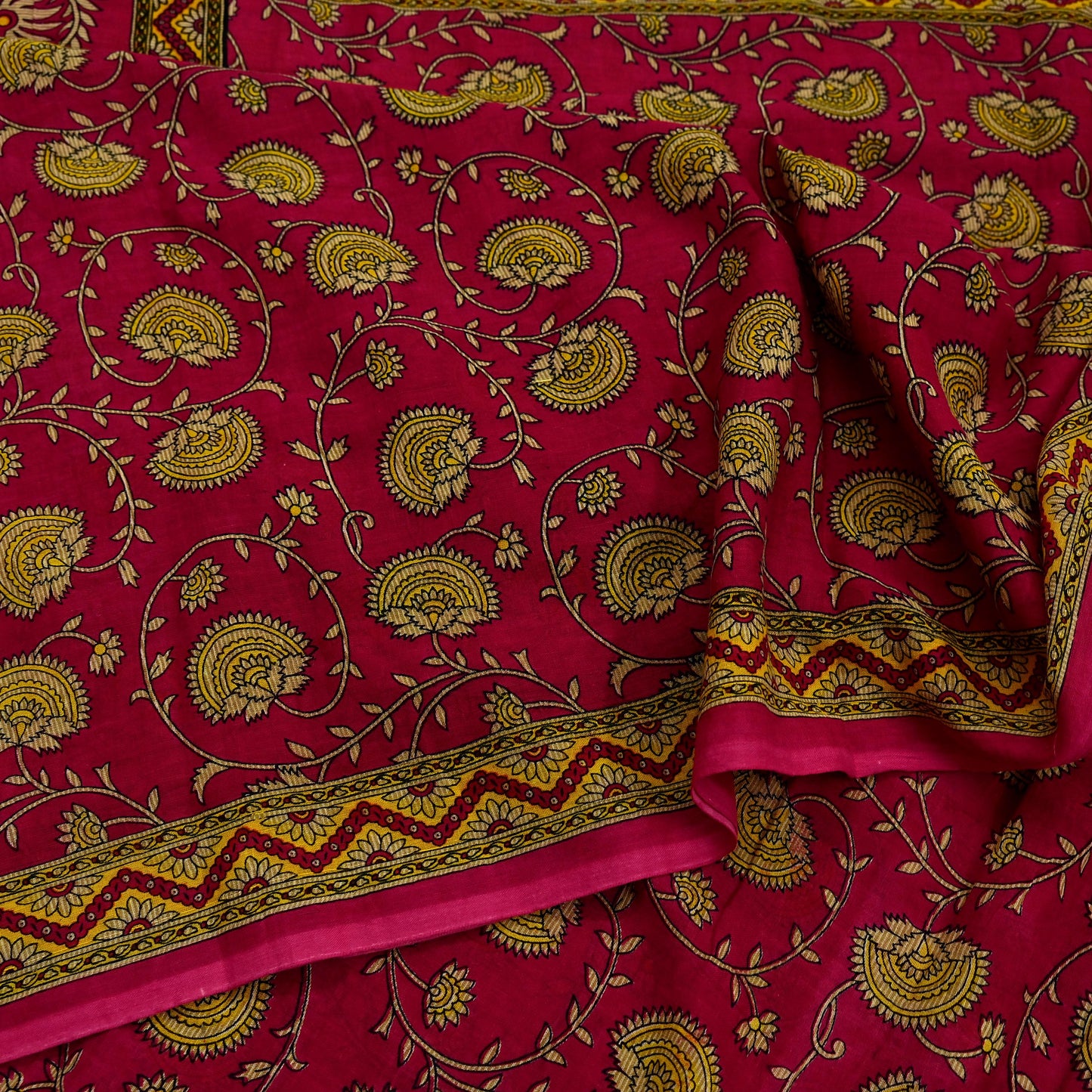 Indian Vintage Pink Saree Printed 100% Pure Cotton Sari Craft Fabric 5Yd Sewing Sarong Wrap Floral Dress making Quilting Crafting