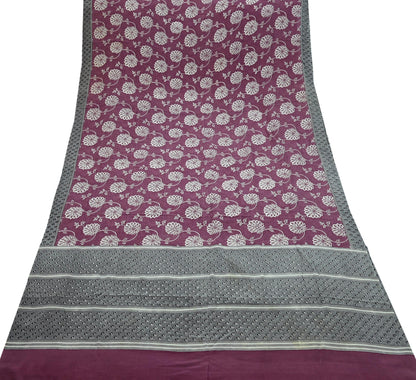 Indian Vintage Sari Pink Pure Crepe Silk Printed Saree 5yd Sewing Craft Fabric Abstract Soft Wrap Dress Making Quilting Crafting