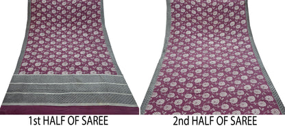 Indian Vintage Sari Pink Pure Crepe Silk Printed Saree 5yd Sewing Craft Fabric Abstract Soft Wrap Dress Making Quilting Crafting