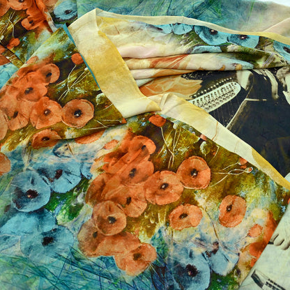 Indian Vintage Multi Saree Pure Georgette Silk Digital Printed Sari Sewing 5yd Craft Fabric Soft Floral Crafting Dress Making Quilting