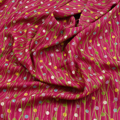 Indian Vintage Sari Pink 100% Pure Silk Woven Printed Sarees Craft Fabric 5yd Sewing Dress Making Floral Upcycle Quilting Crafting Used