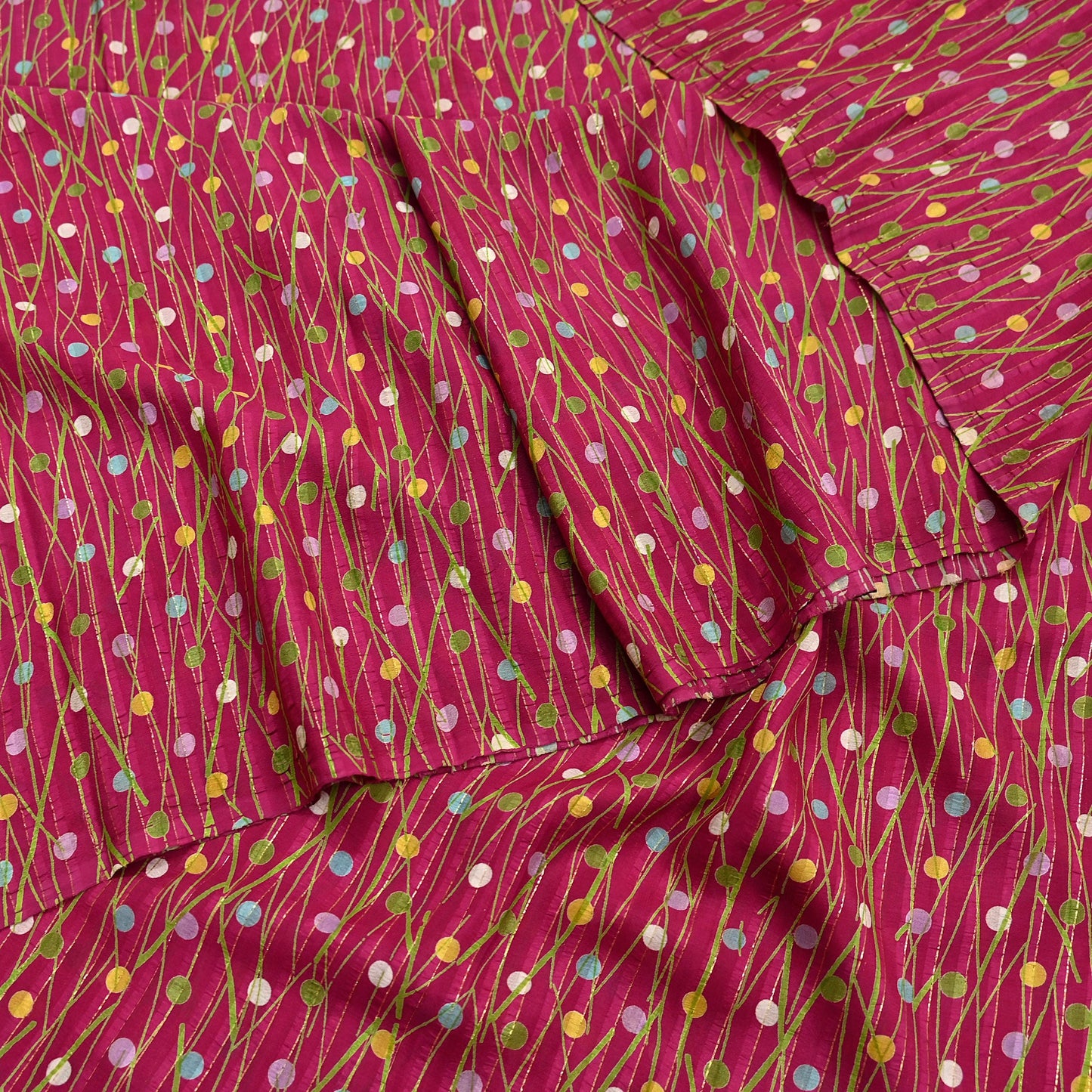 Indian Vintage Sari Pink 100% Pure Silk Woven Printed Sarees Craft Fabric 5yd Sewing Dress Making Floral Upcycle Quilting Crafting Used