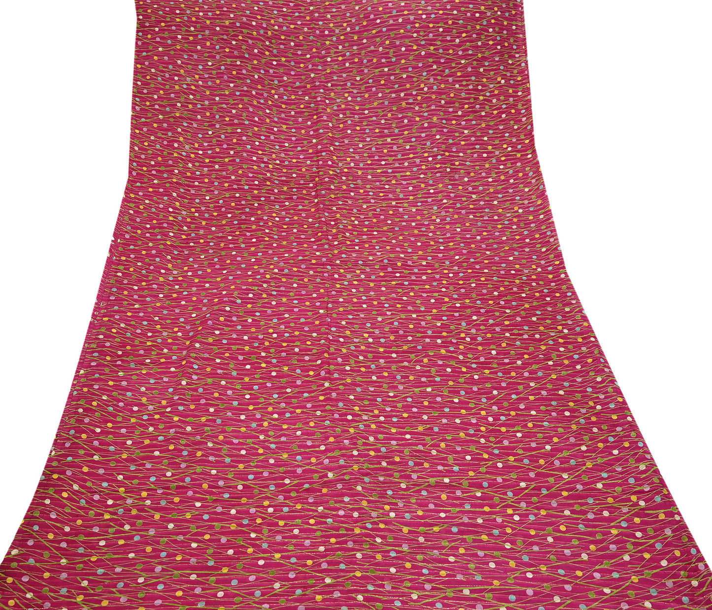 Indian Vintage Sari Pink 100% Pure Silk Woven Printed Sarees Craft Fabric 5yd Sewing Dress Making Floral Upcycle Quilting Crafting Used