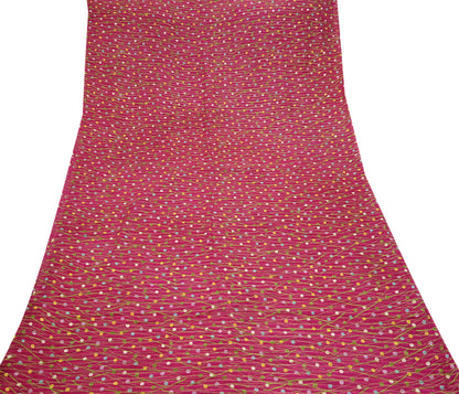 Indian Vintage Sari Pink 100% Pure Silk Woven Printed Sarees Craft Fabric 5yd Sewing Dress Making Floral Upcycle Quilting Crafting Used