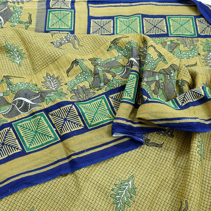 Indian Vintage Sari Beige Printed Pure Cotton Sarees Fabric 5Yd Sarong Wrap Boho Fabric Kimono Soft Dress making Crafting Quilting