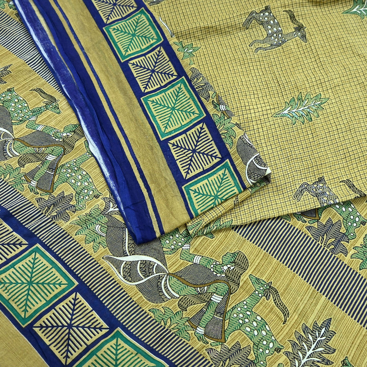 Indian Vintage Sari Beige Printed Pure Cotton Sarees Fabric 5Yd Sarong Wrap Boho Fabric Kimono Soft Dress making Crafting Quilting