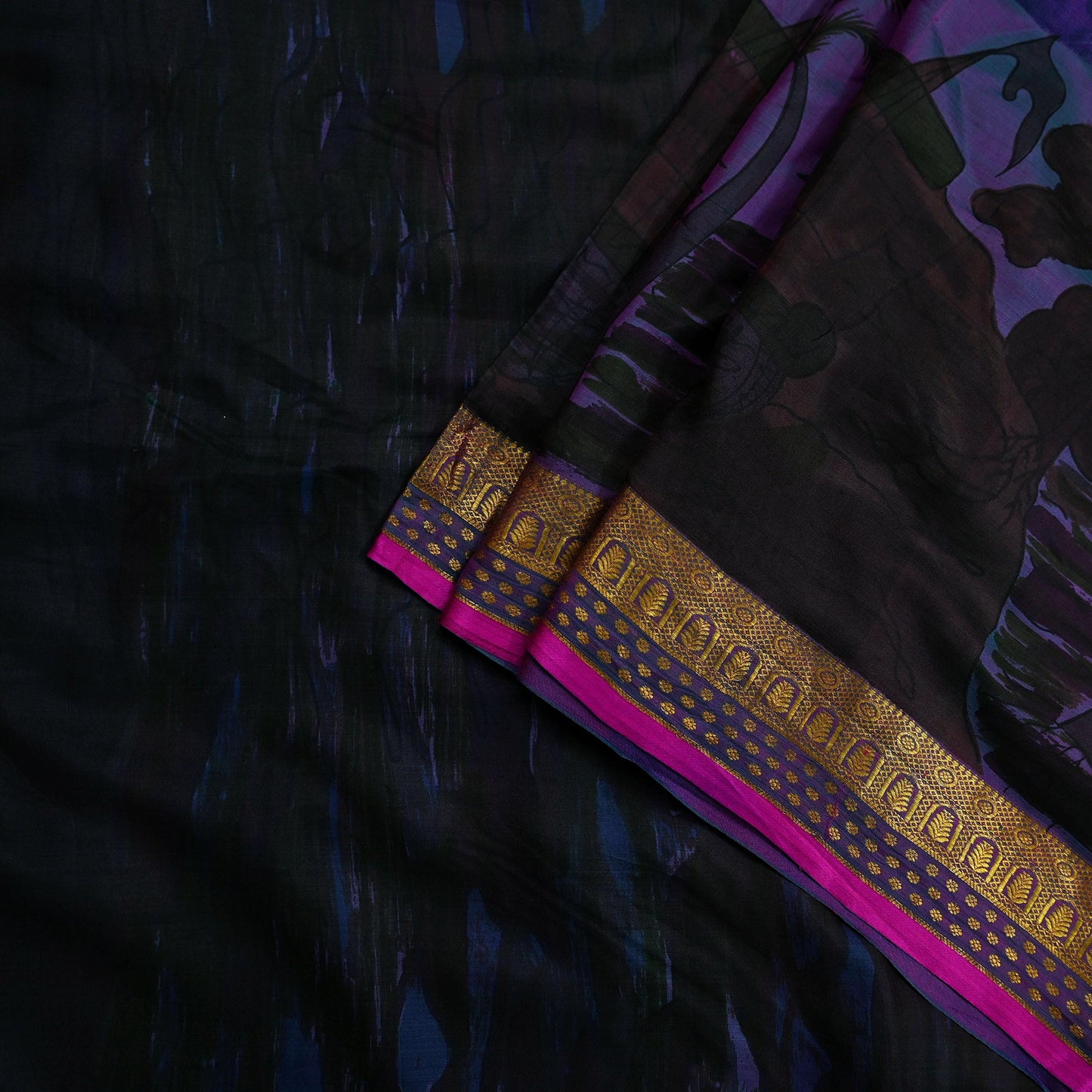 Indian Vintage Blue & Purple Sarees 100% Pure Silk Printed Sari 6yd Sewing Craft Fabric DressMaking Soft For Crafting Quilting Upcycle