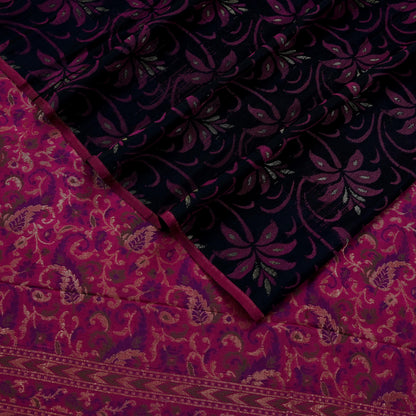 Indian Vintage Black & Pink Heavy Saree Pure Silk saree Banarasi Brocade Sari Fabric Zari 5Yard Paisley Dress making Crafting Quilting