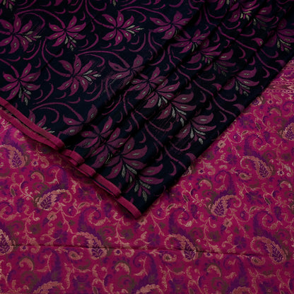 Indian Vintage Black & Pink Heavy Saree Pure Silk saree Banarasi Brocade Sari Fabric Zari 5Yard Paisley Dress making Crafting Quilting