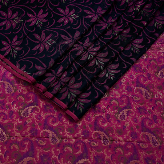Indian Vintage Black & Pink Heavy Saree Pure Silk saree Banarasi Brocade Sari Fabric Zari 5Yard Paisley Dress making Crafting Quilting