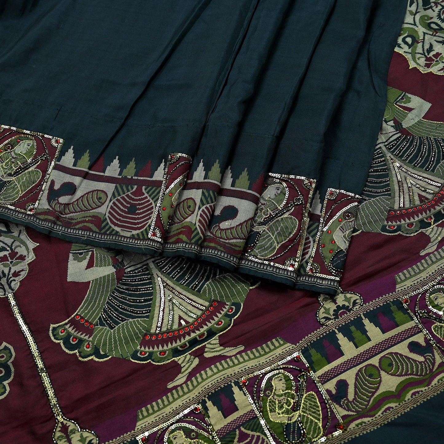 Indian Vintage Heavy Black Saree Pure Silk Hand Woven Sari Craft Fabric 5Yd Sewing Soft Ethnic Dress Making Wedding Sari Zari