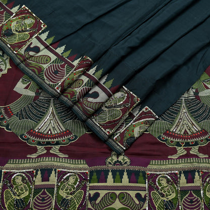 Indian Vintage Heavy Black Saree Pure Silk Hand Woven Sari Craft Fabric 5Yd Sewing Soft Ethnic Dress Making Wedding Sari Zari