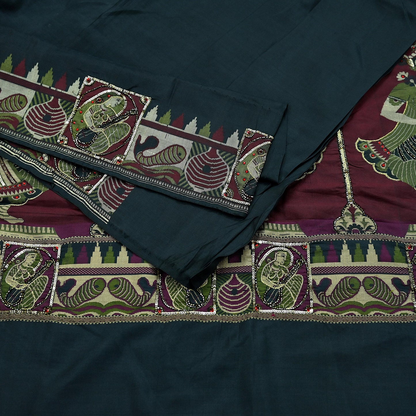 Indian Vintage Heavy Black Saree Pure Silk Hand Woven Sari Craft Fabric 5Yd Sewing Soft Ethnic Dress Making Wedding Sari Zari