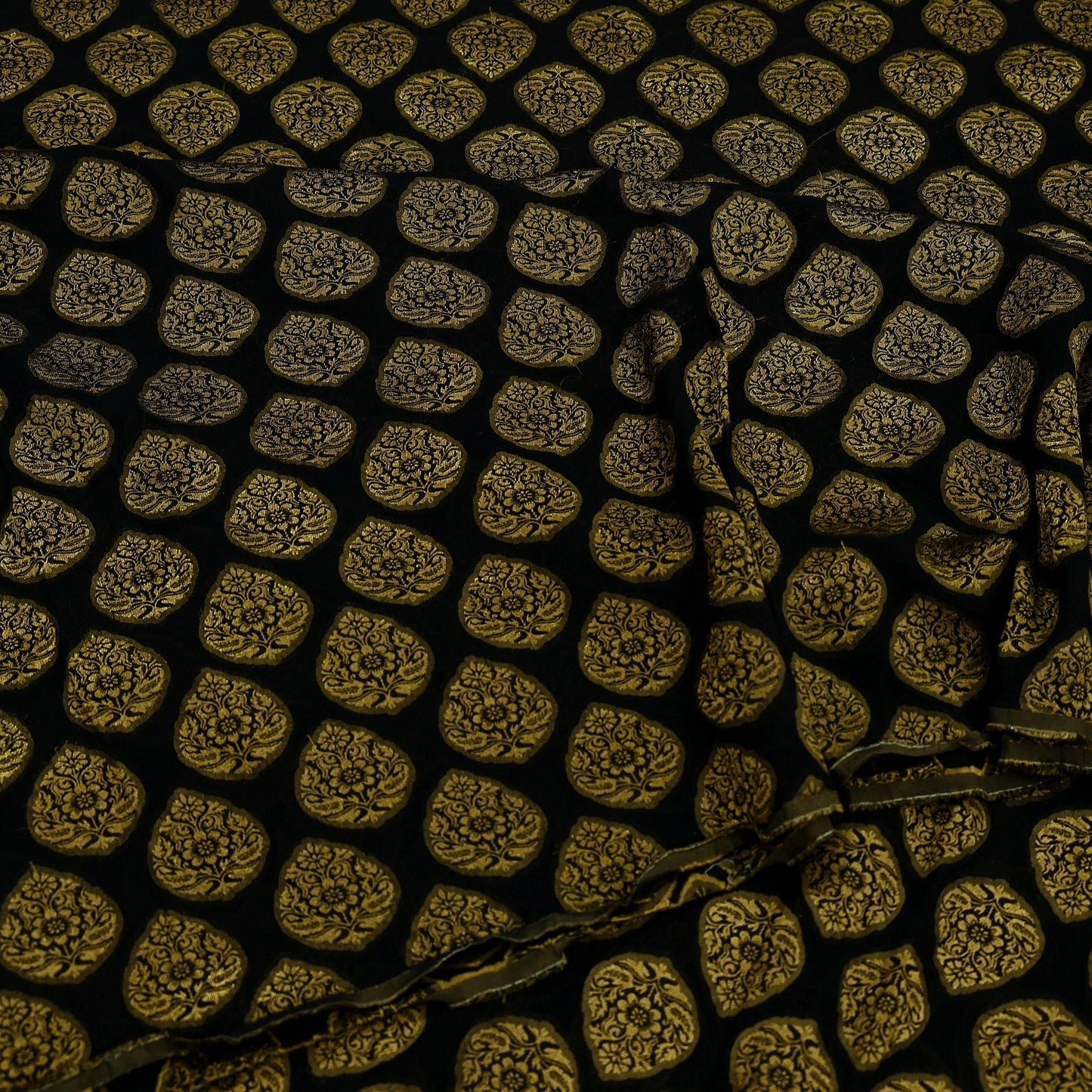 Indian Vintage Sari Black Hand Woven Brocade Pure Georgette Silk Saree Fabric 5Yd Ethnic Soft Craft Fabric Dress Making Crafting Quilting