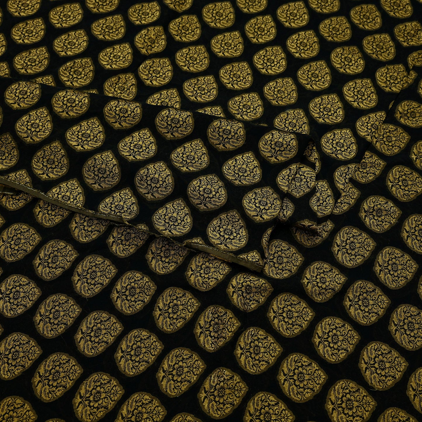 Indian Vintage Sari Black Hand Woven Brocade Pure Georgette Silk Saree Fabric 5Yd Ethnic Soft Craft Fabric Dress Making Crafting Quilting