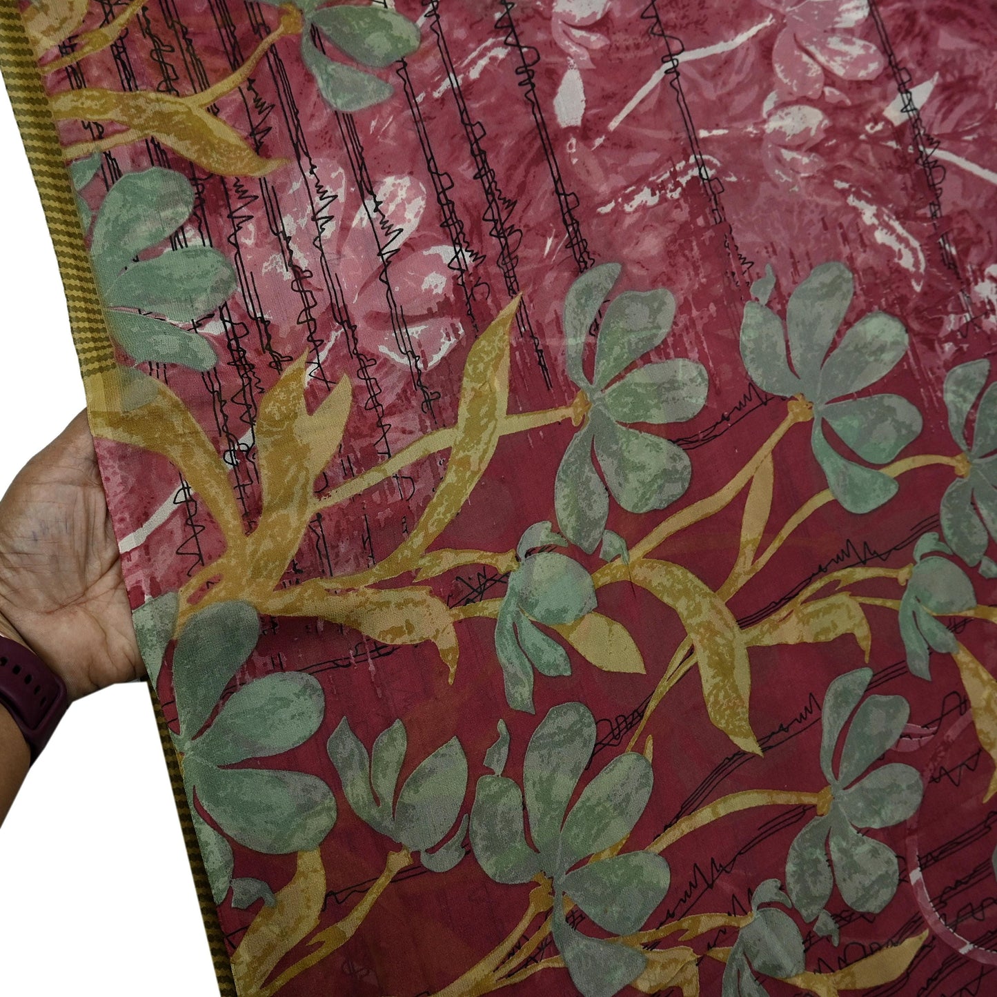 Indian Vintage Sari Pink Pure Georgette Silk Printed Saree Craft Fabric Sewing 5Yd Soft Light Dress Making Crafting Quilting Upcycle