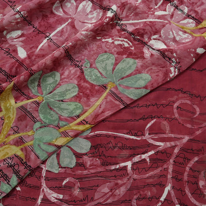 Indian Vintage Sari Pink Pure Georgette Silk Printed Saree Craft Fabric Sewing 5Yd Soft Light Dress Making Crafting Quilting Upcycle