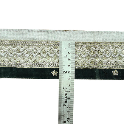 Indian Vintage Silver Sari Border Hand Embroidered 1yd Craft Trim Lace Sewing Tissue Ribbon Recycled Sari Border Zardozi/ Dabka Zari