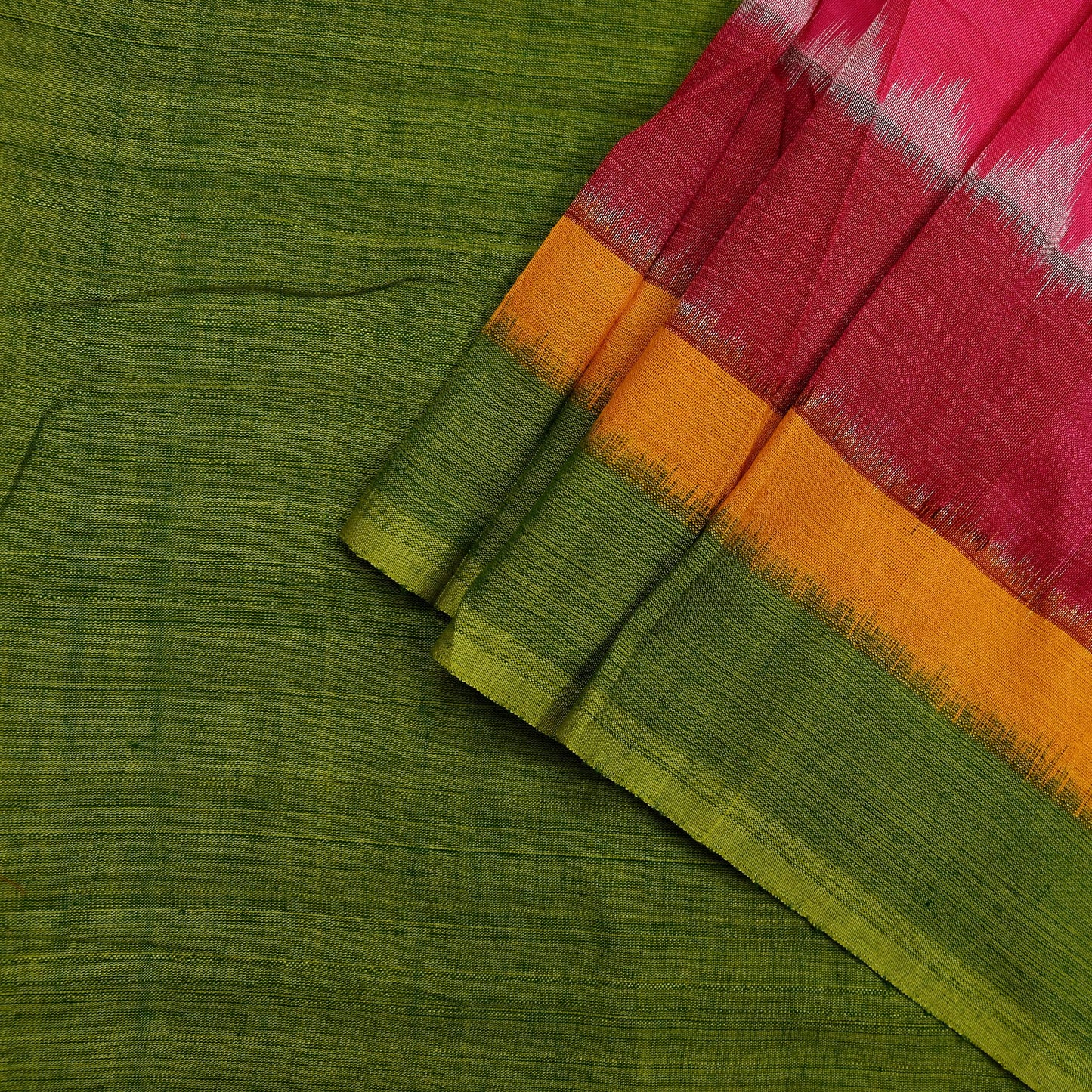 Indian Vintage Green & Pink Dupatta Long Stole Woven Pure Cotton Scarves Veil Scarf Soft Fringes Boho