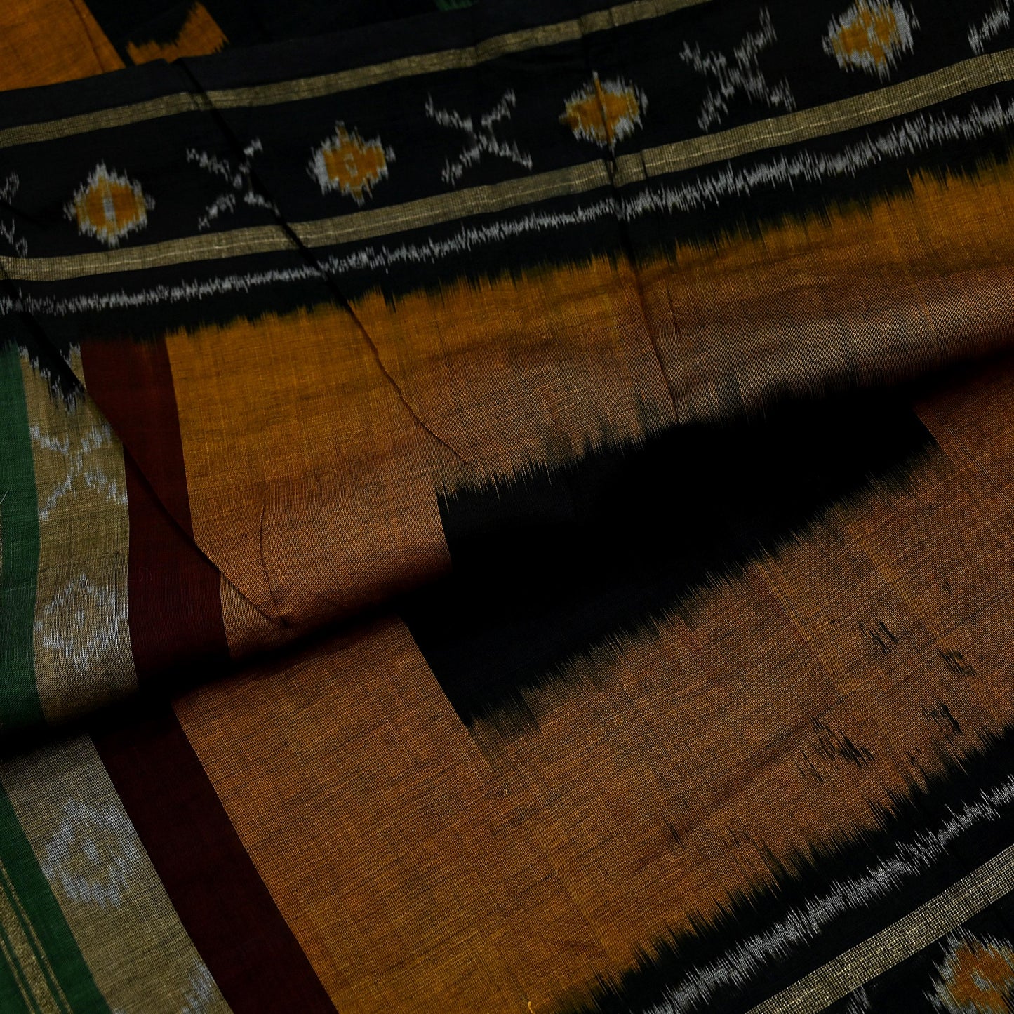 Indian Vintage Dupatta Green Long Stole Hand woven Sambalpuri Ikat Hijab Pure Cotton Indian Scarves Veil