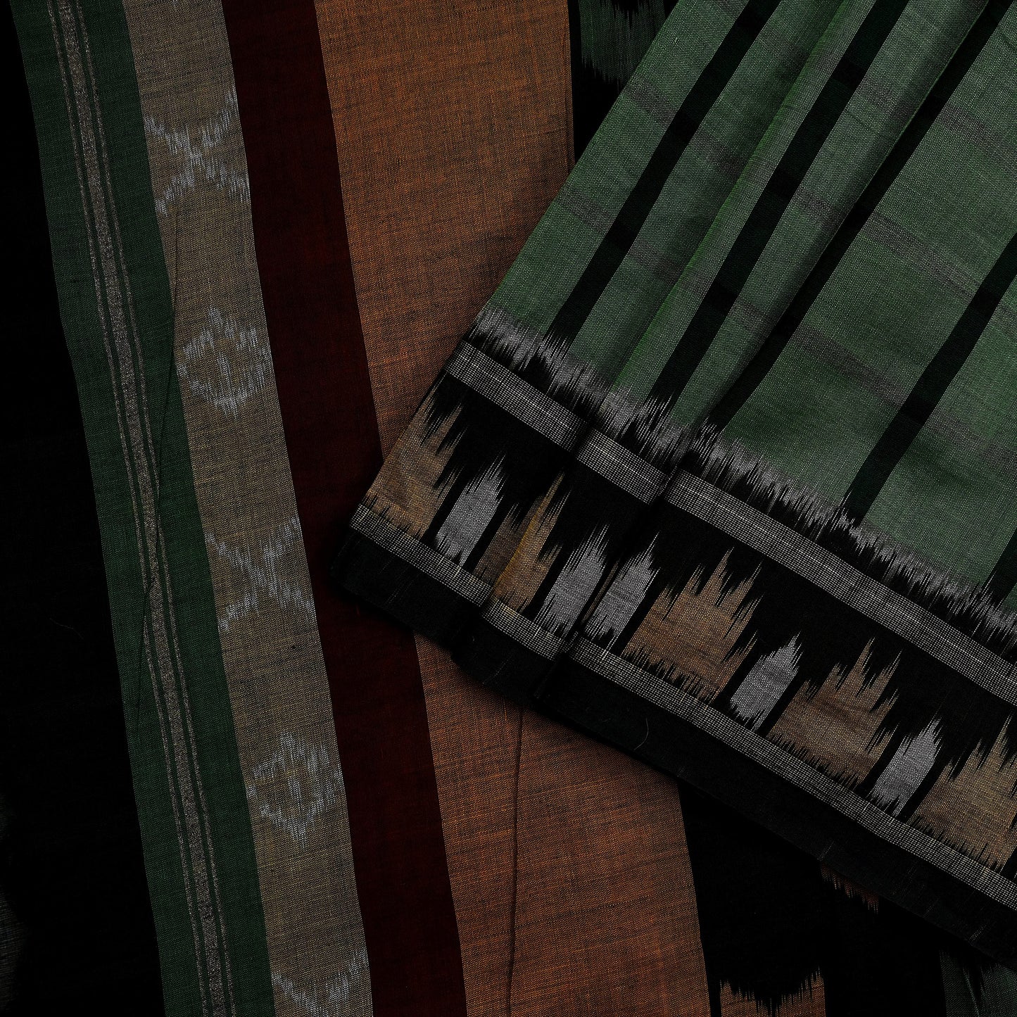 Indian Vintage Dupatta Green Long Stole Hand woven Sambalpuri Ikat Hijab Pure Cotton Indian Scarves Veil